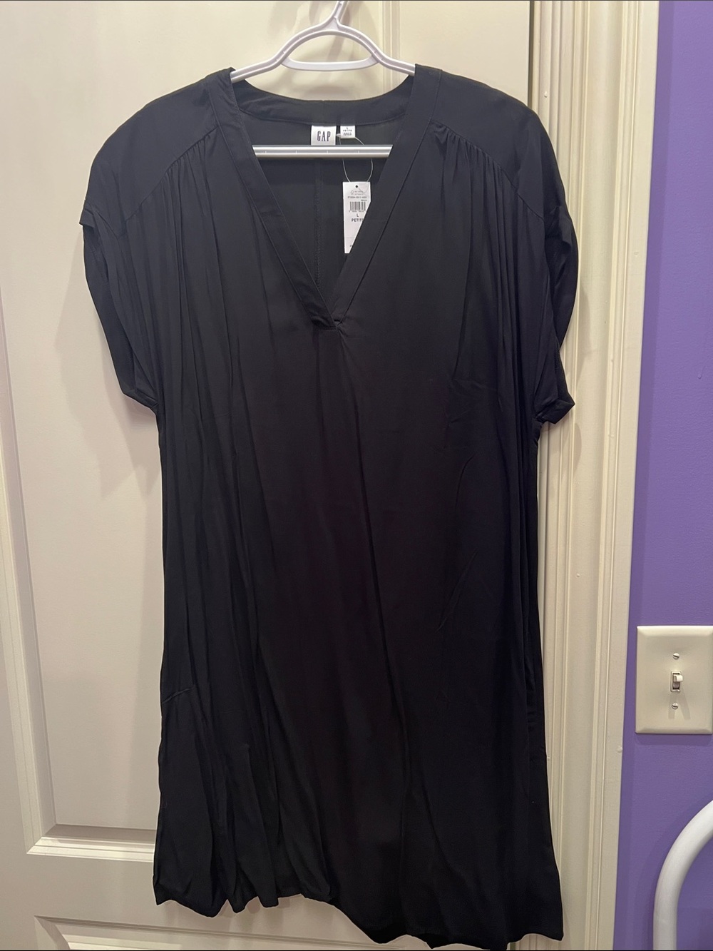 GAP Black V-Neck Pleated Tunic